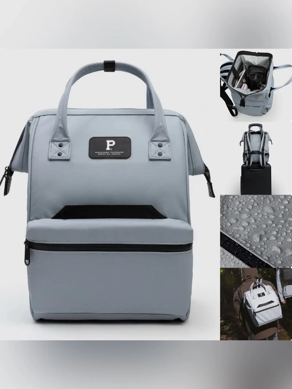 NWT Portland Gear Cascade Backpack Cloud Gray Standard Size Travel Wide Mouth